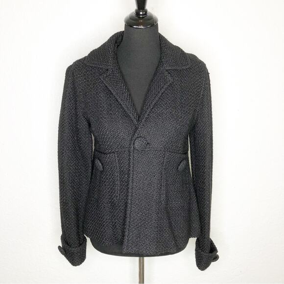Boston Proper black boucle wool blend button front blazer size Small - Picture 1 of 16